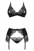 Beauty Night Obsidian Desire set BN6749 bielizna nocna komplet biustonosz + stringi + pas do pończoch